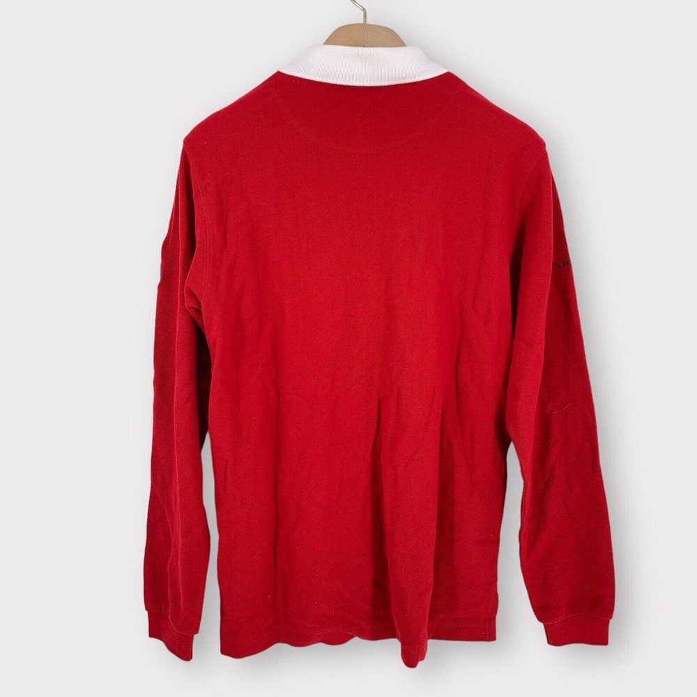 J. Peterman Rugby Polo Long Sleeve Shirt Red White Stripe #3 S - Picture 2 of 11